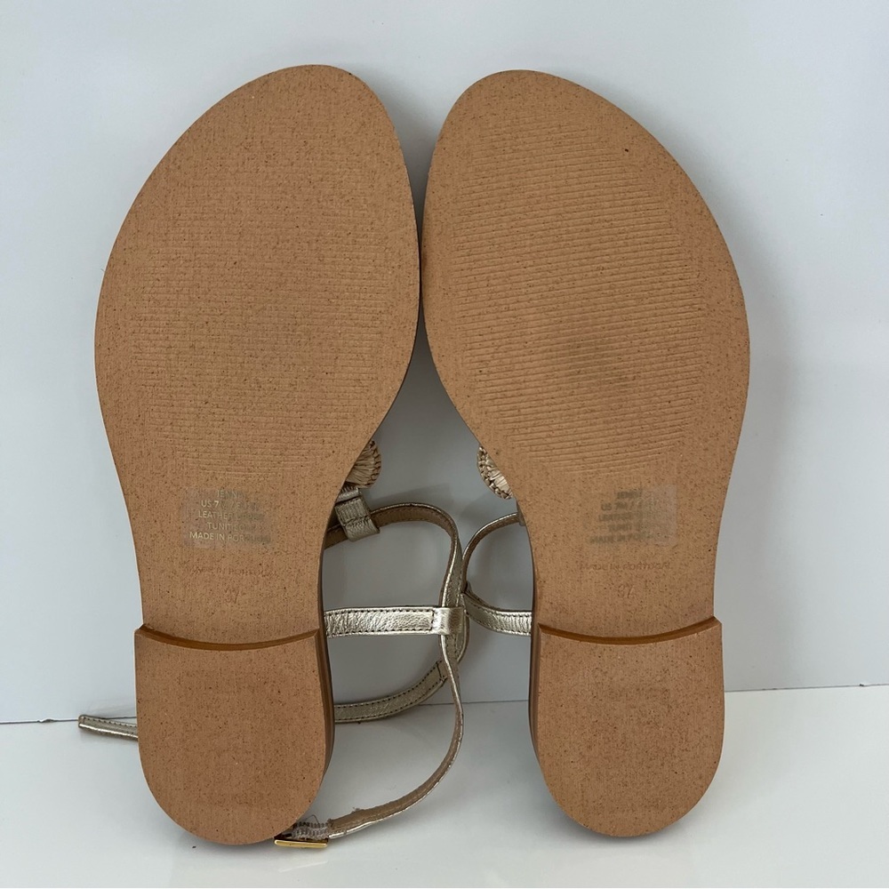 BRUNO MAGLI Jenna T-strap Leather Sandals In Gold NEW - Picture 13 of 14